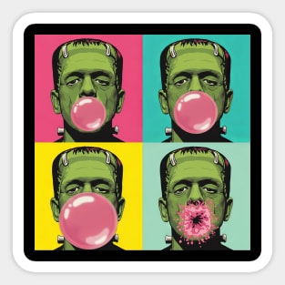 Frankenstein Monster Bubble Gum Funny Pop Art Halloween Sticker